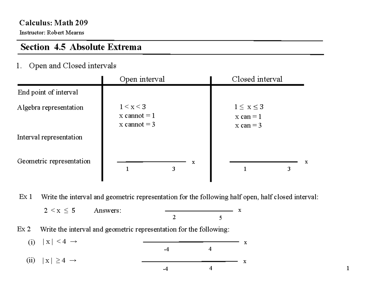 Math 209: Final Exam Notes on Absolute Extrema in Section 4 - Studocu