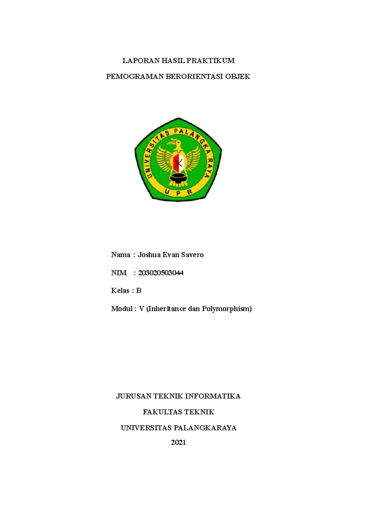 Modul V: Praktikum Inheritance dan Polimorfisme pada Pemrograman OOP ...