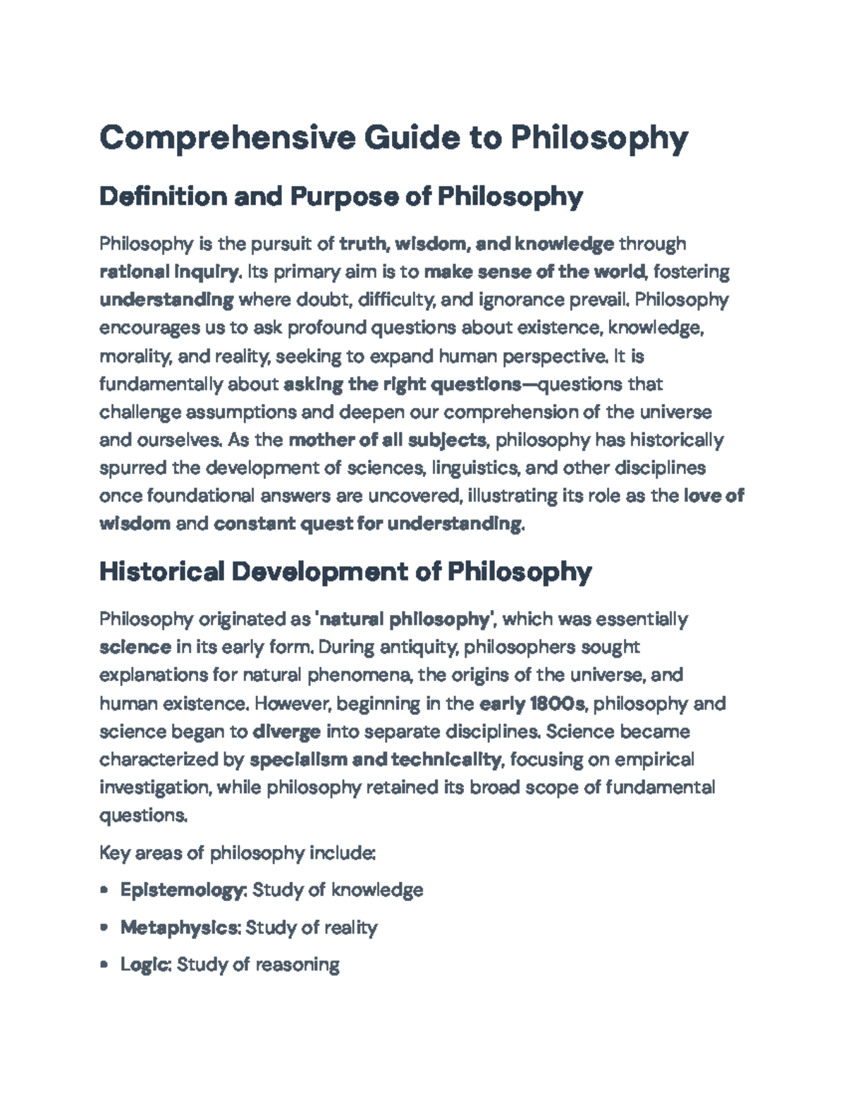 Comprehensive Overview of Philosophy: Key Concepts & Historical ...