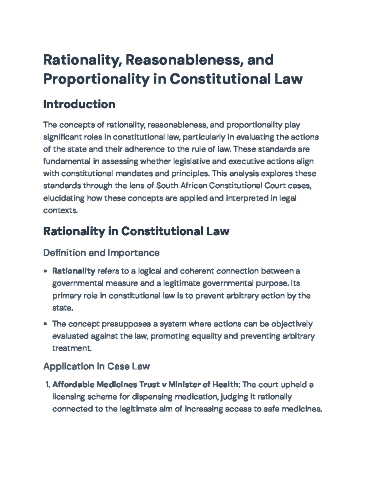 Rationality, Reasonableness & Proportionality in Constitutional Law ...