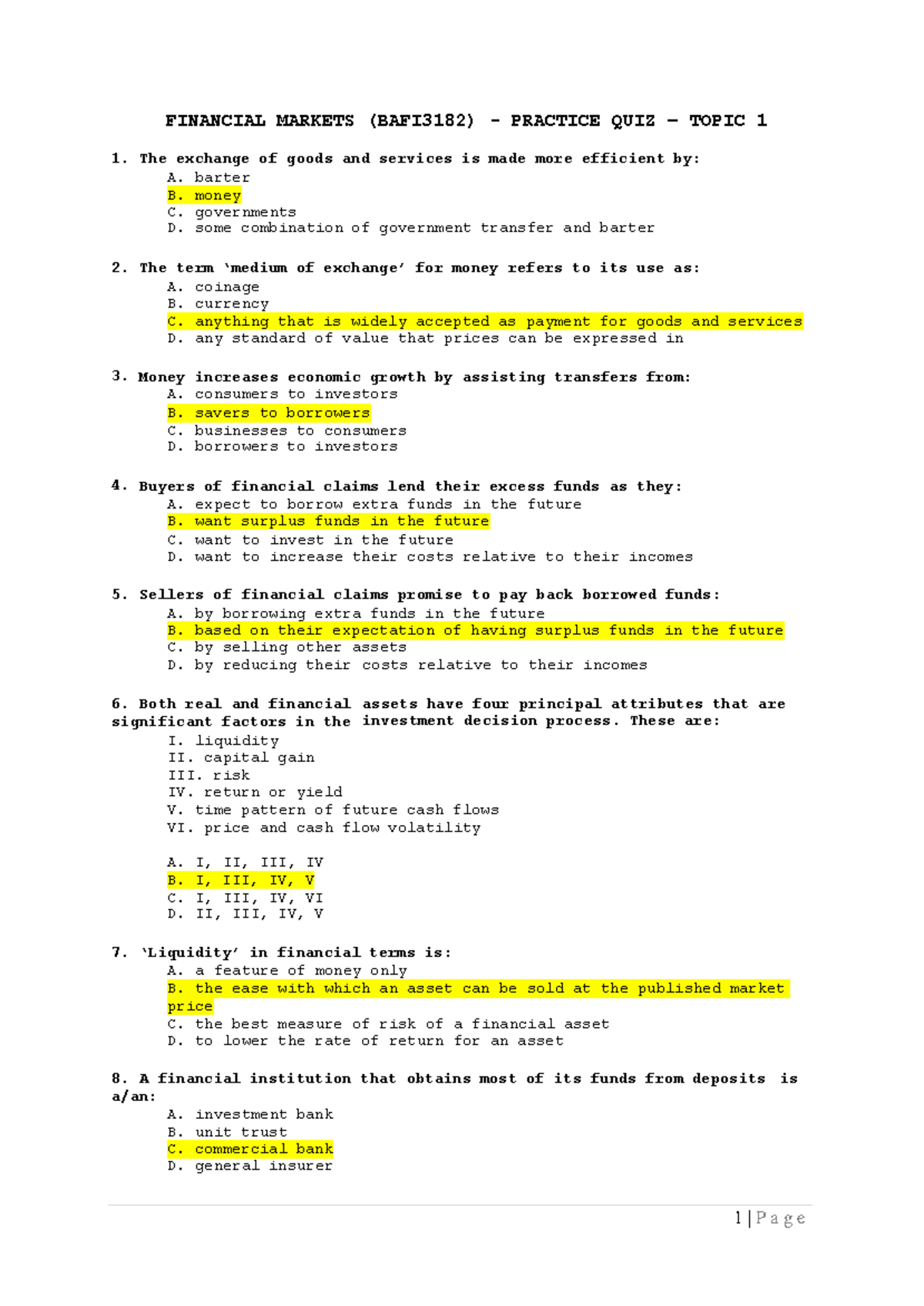 Practical - Multiple-choice_questions_and_solutions - FINANCIAL MARKETS ...
