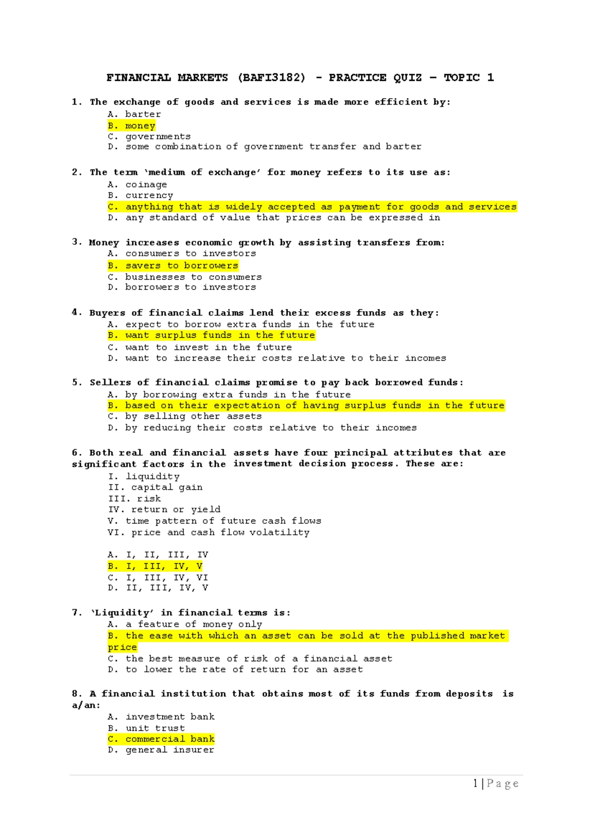 Sample/practice Exam 2012, Questions And Answers - Midterm - SCHOOL OF ...