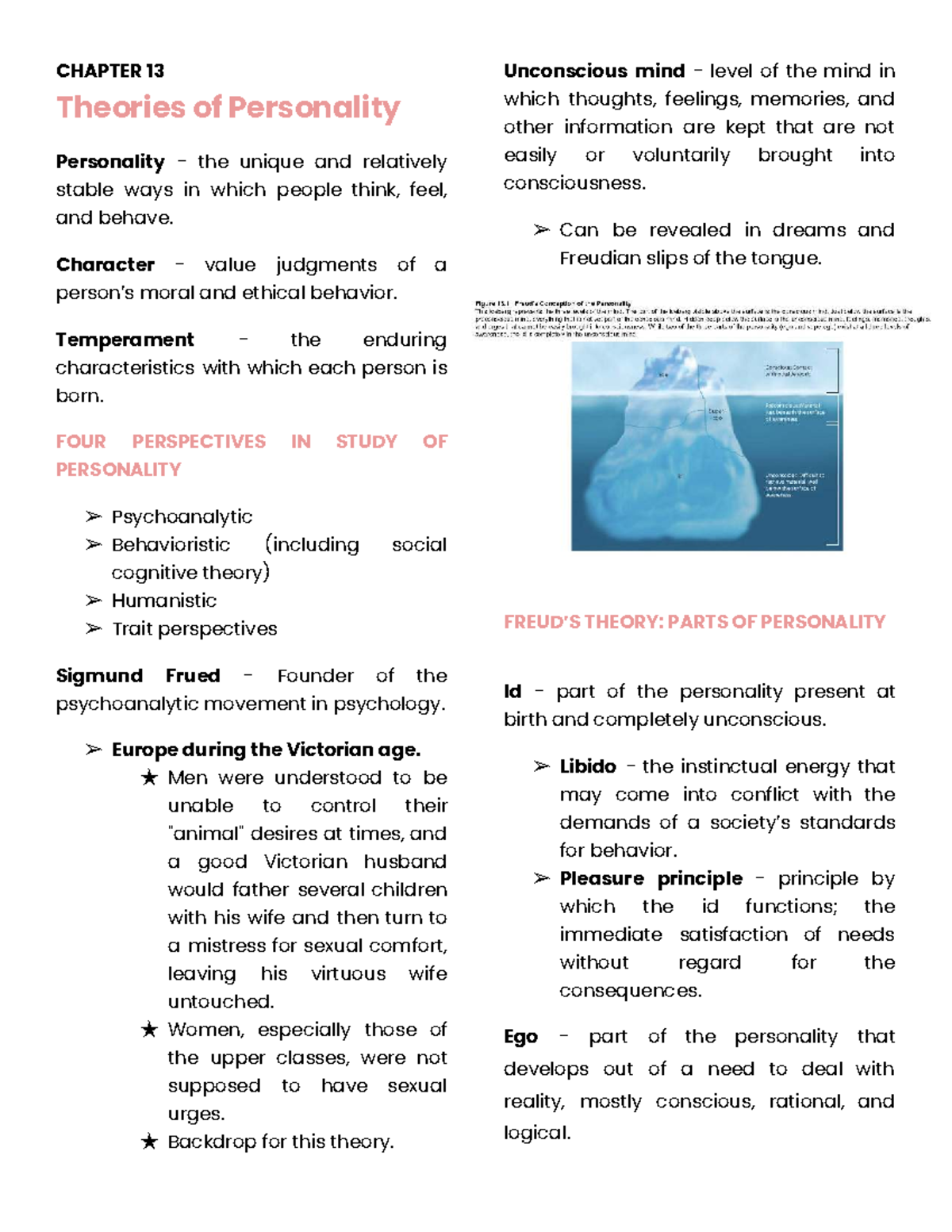CHAPTER 13 Theories of Personality - GenPsych Notes - Studocu