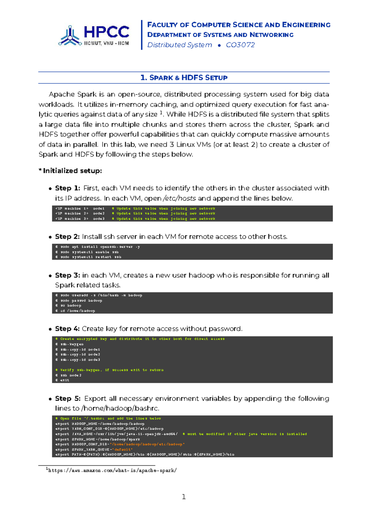 Distributed System Lab 2 CO3072: Spark and HDFS Setup Guide - Studocu