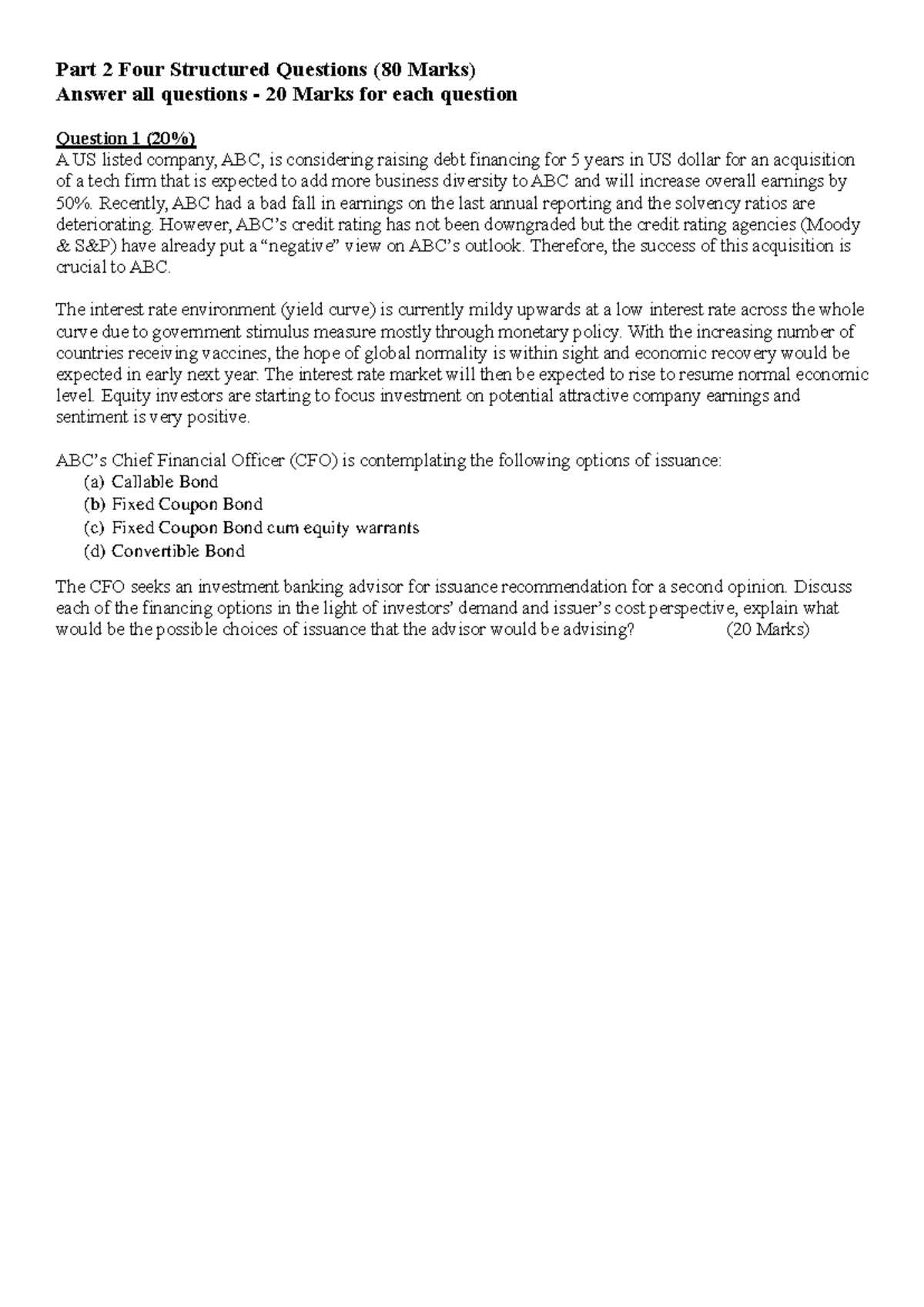 Part 2 - Past Exam Paper - Structured Questions - Part 2 Four ...