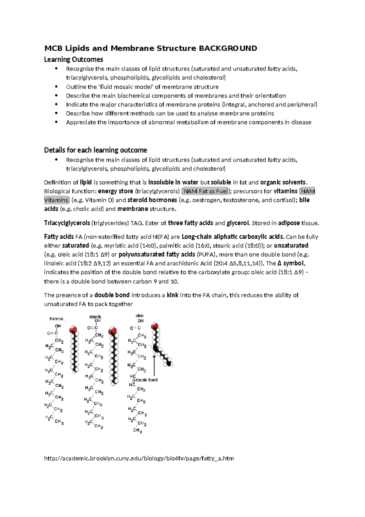 MCB Lipids and Membrane Structure Background - MCB Lipids and Membrane ...