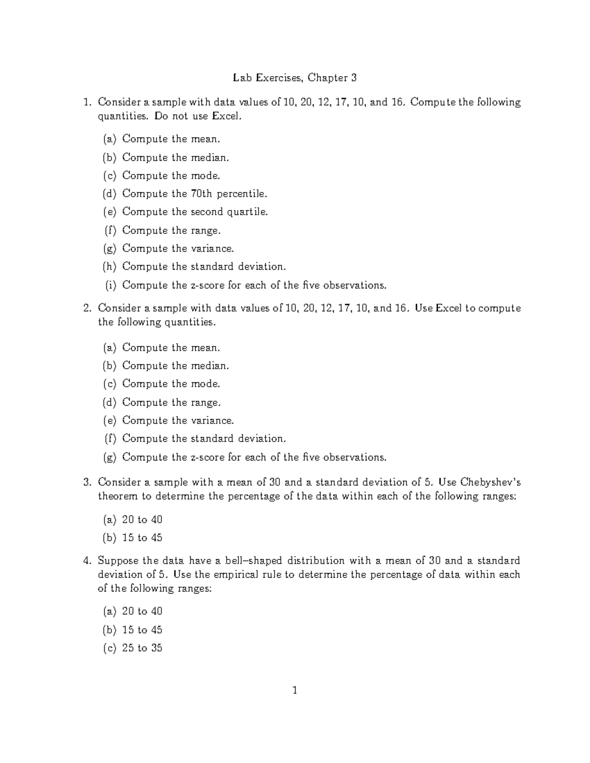 Lab Exercises, Chapter 3: Statistical Analysis Techniques - Studocu