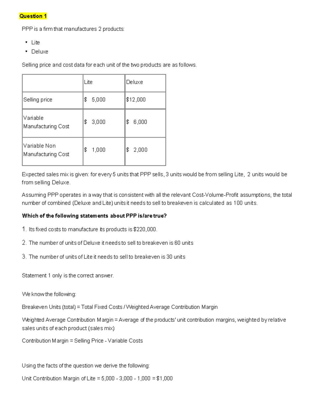 CM 101: Comprehensive Past Exam Review for Cost Management - Studocu