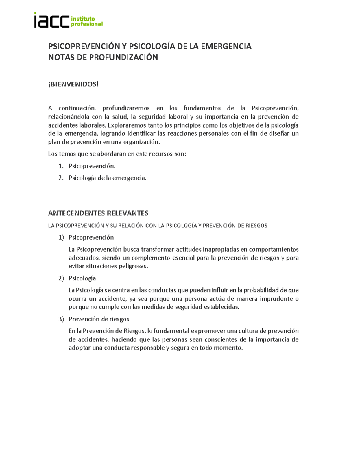 Psicoprevención y Psicología de la Emergencia en S1 1202 DES - Document Preview