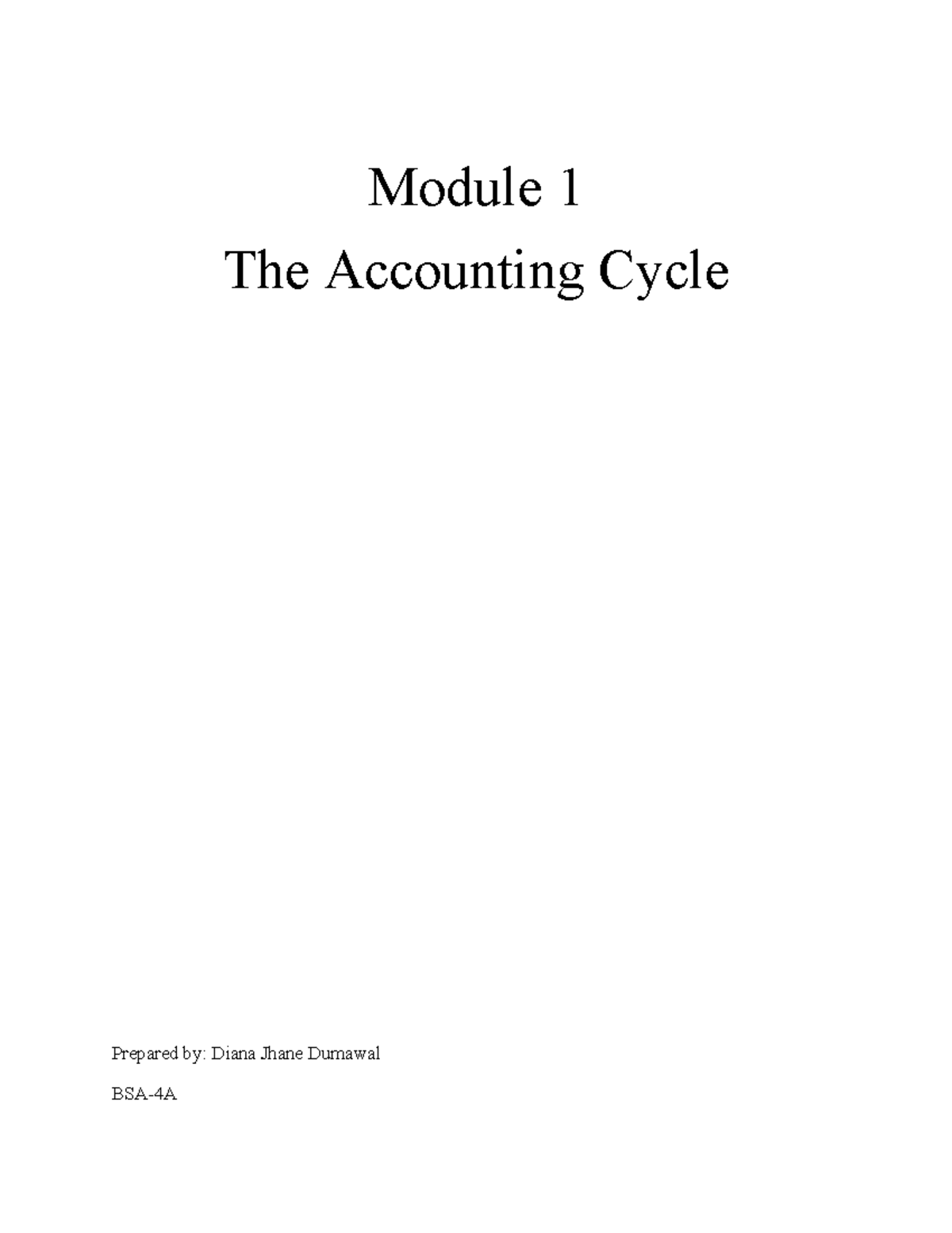 Module 1: The Accounting Cycle - Lecture Notes (PED5) - Studocu