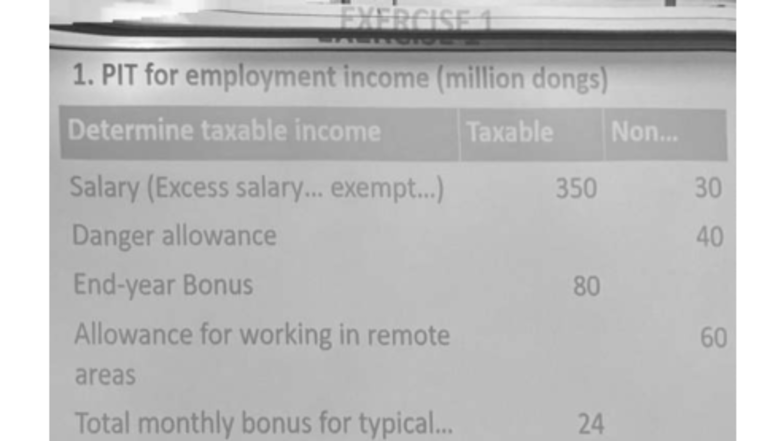 Exercise 1: PIT Calculation for Employment Income and Other Incomes ...