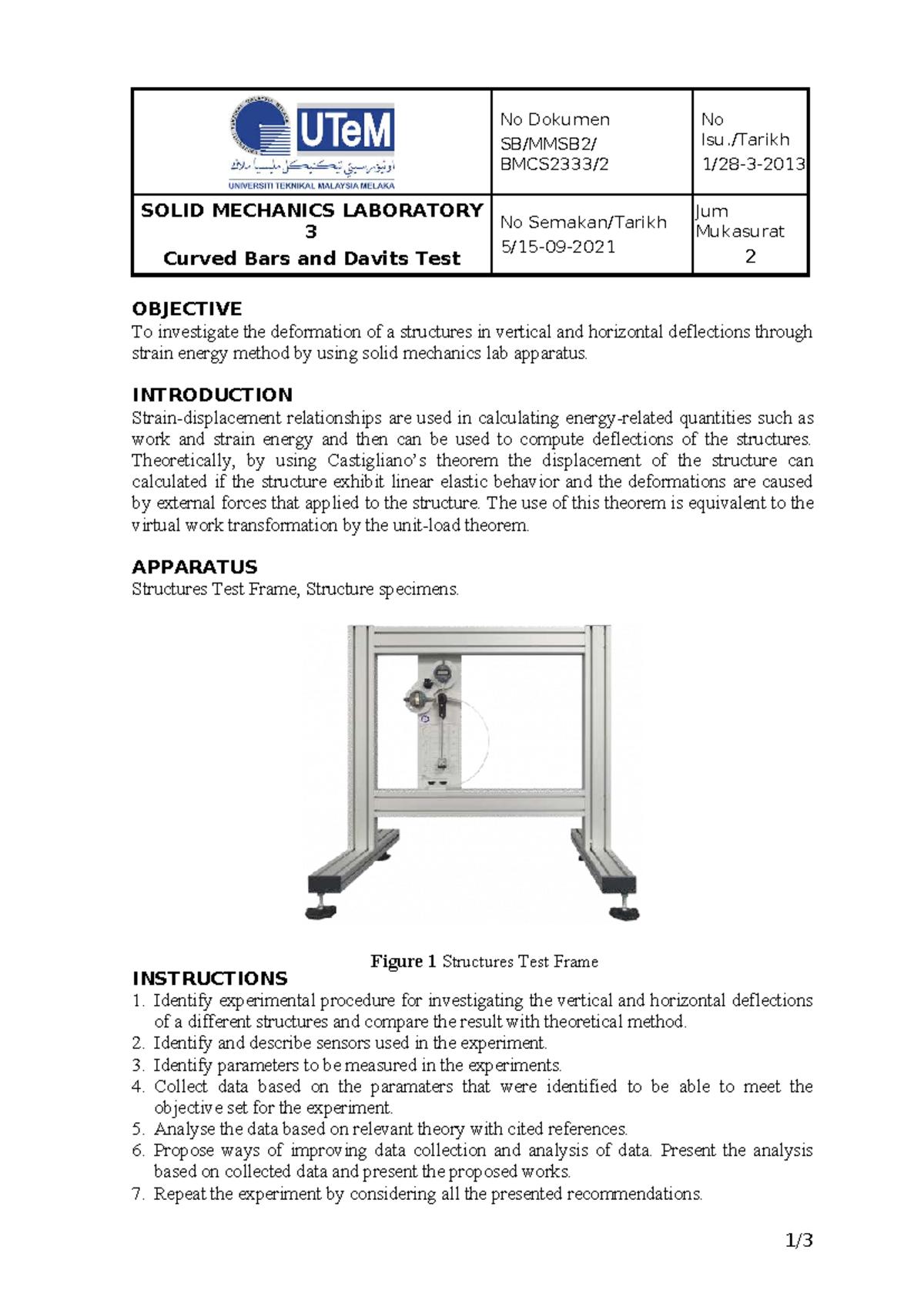 SOLID MECHANICS LAB No 3: Curved Bars & Davits Test Analysis - Studocu