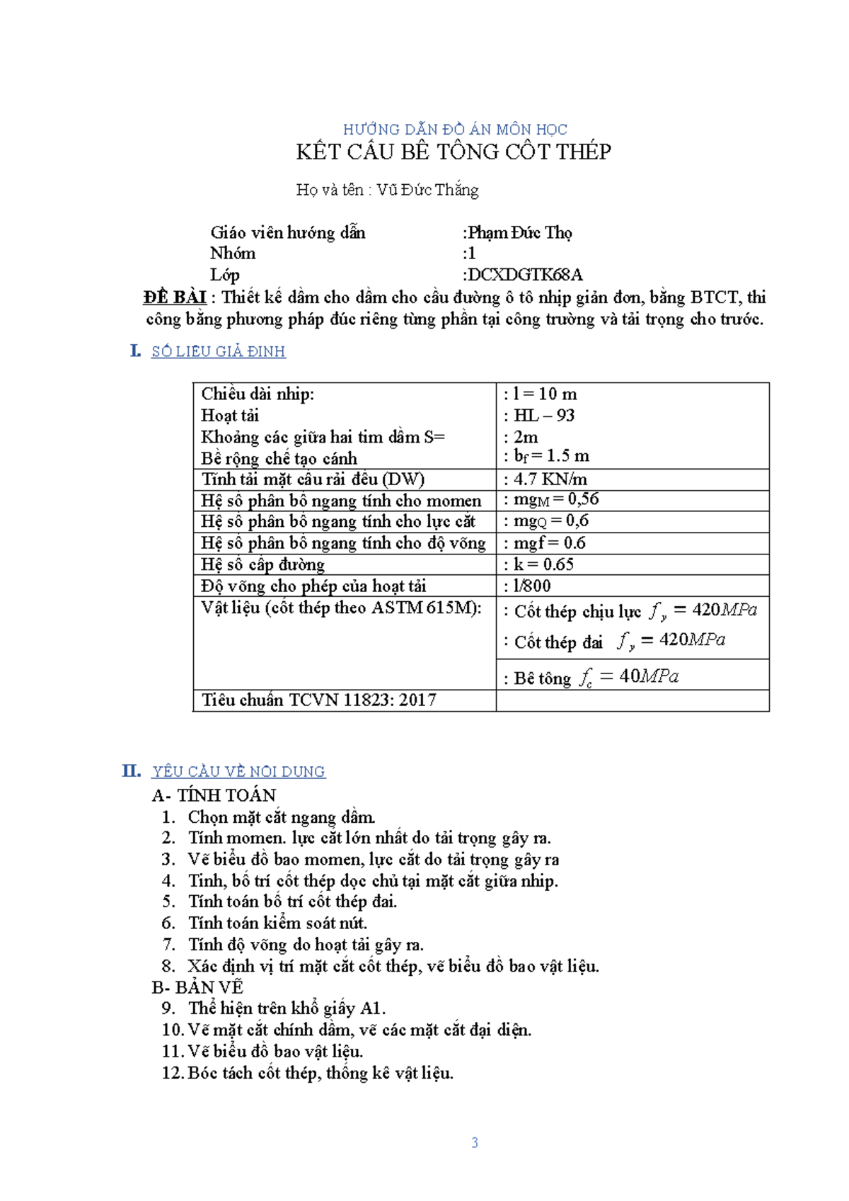 HƯỚNG DẪN ĐỒ ÁN KẾT CẤU BÊ TÔNG CÔT THÉP - DCXDGTK68A - Studocu
