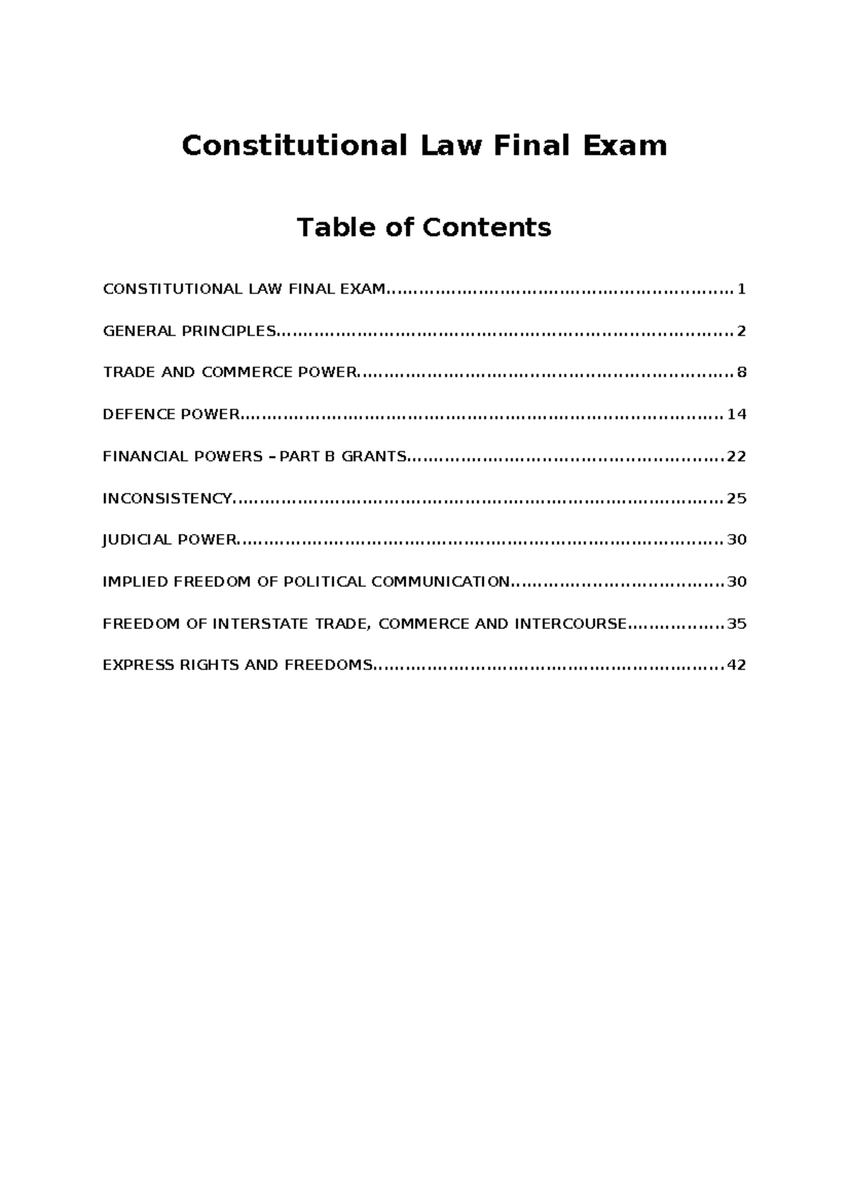 Constitutional Law (LAW123) Final Exam Study Guide - Studocu