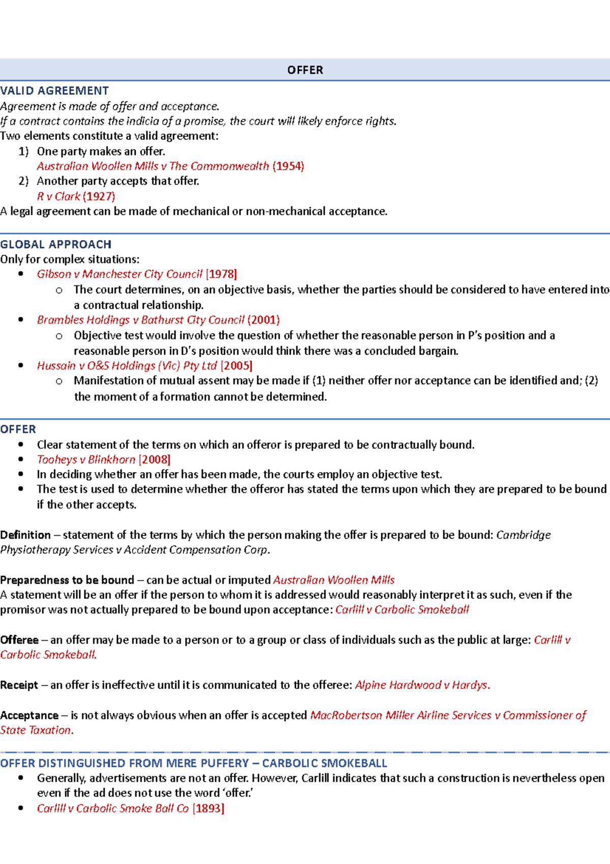 Contract Law 101: Key Concepts and Cases for Exam Prep - Studocu
