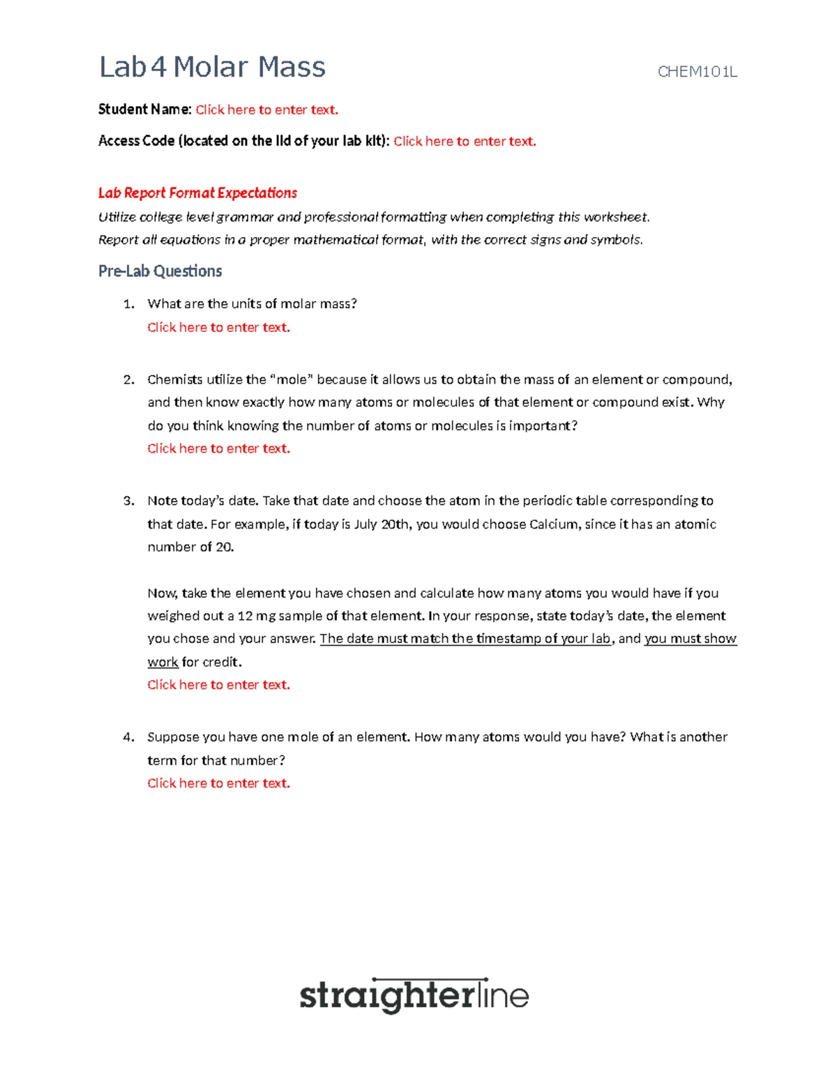 CHEM101L Lab 2 - Final Lab Worksheet for Scientific Method & Hypothesis ...