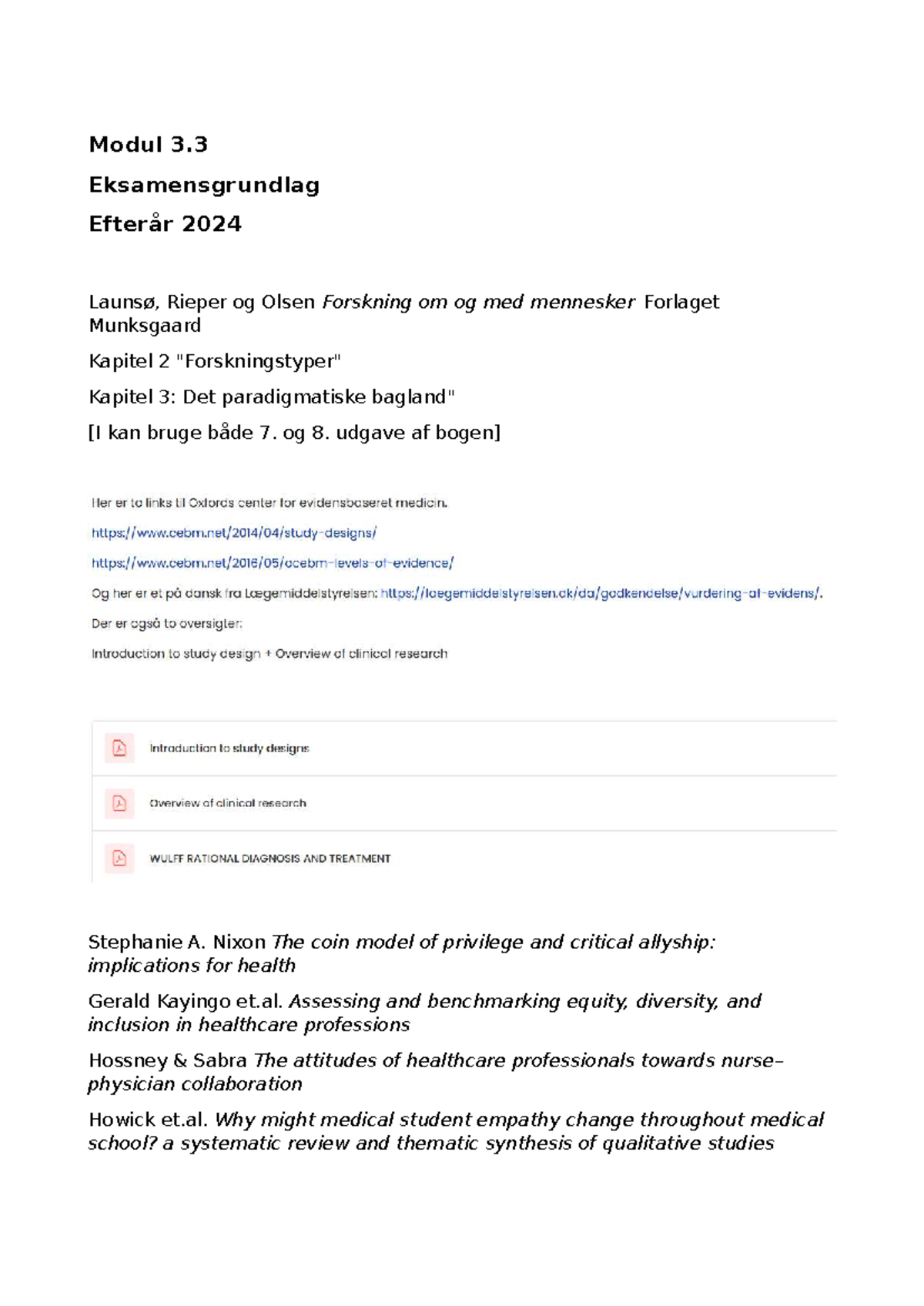 Modul 3.3 Eksamensgrundlag: Forskning om Mennesker og Sundhed - Studocu