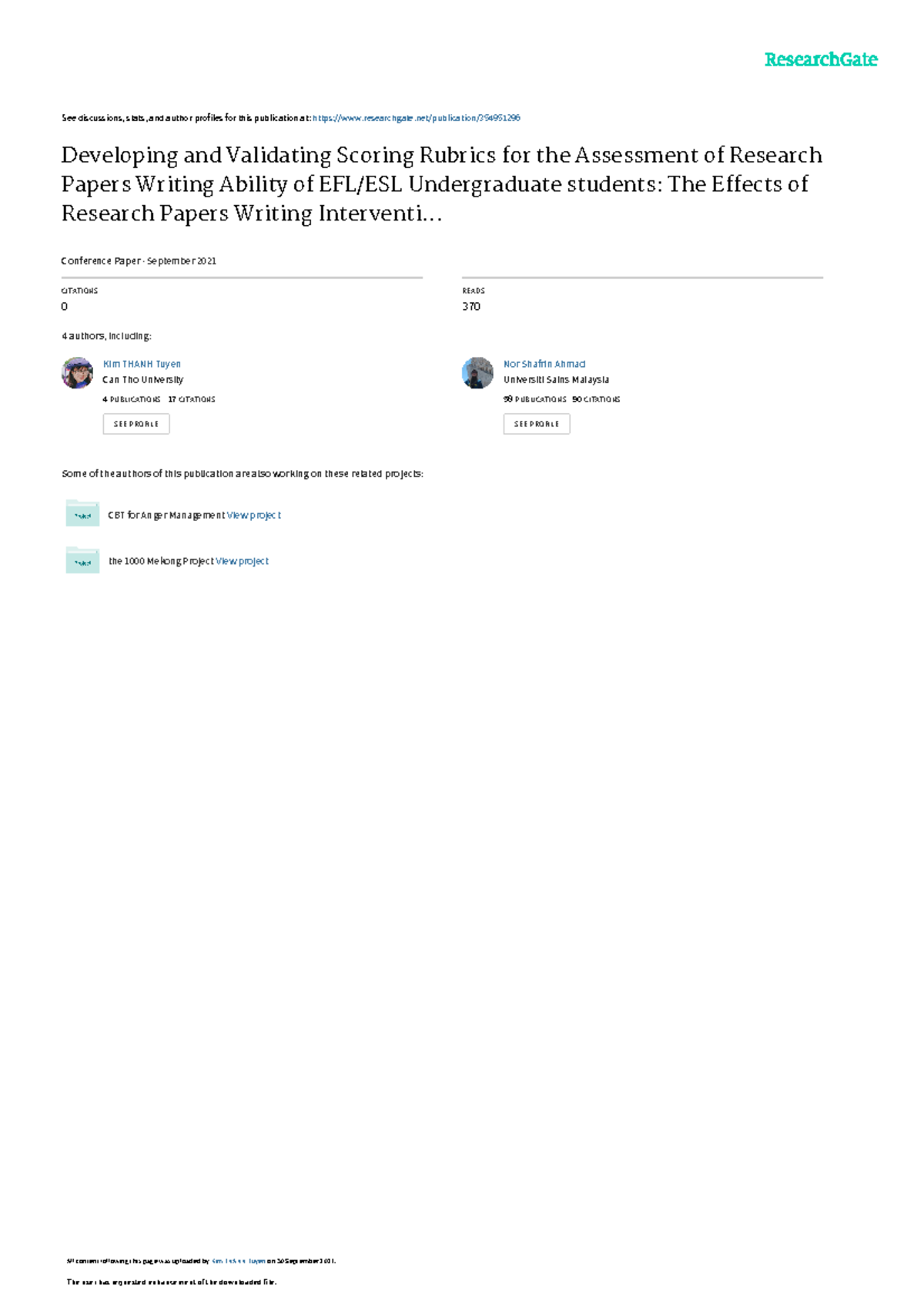 Developing and Validating Scoring Rubrics for the Assessment of ...
