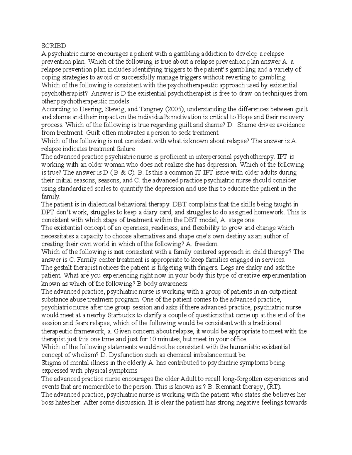 6645 Final Exam Study Guide: Key Concepts in Psychiatric Nursing - Studocu