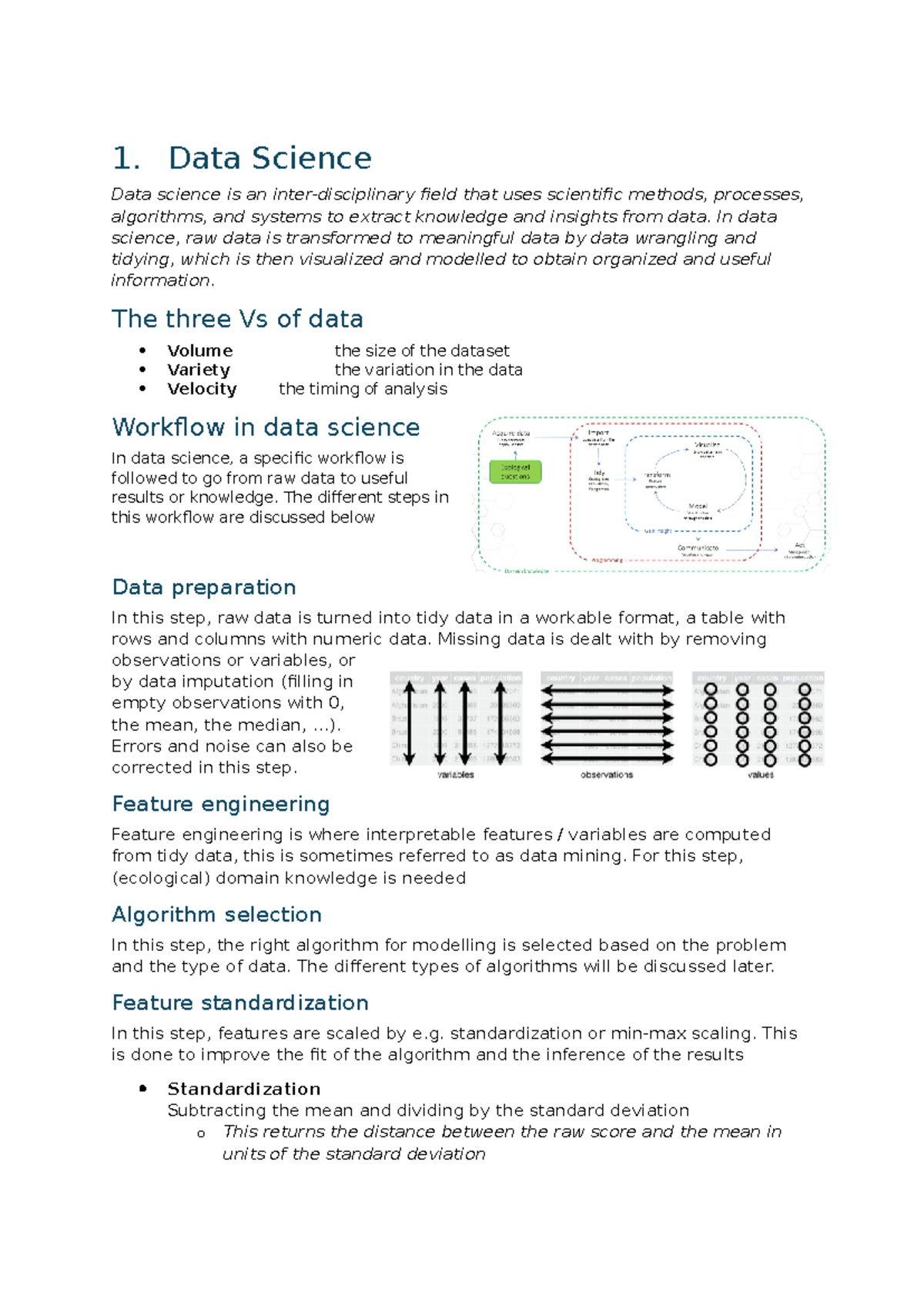 Summary of Chapter 1: Data Science Workflow and Key Concepts - Studeersnel