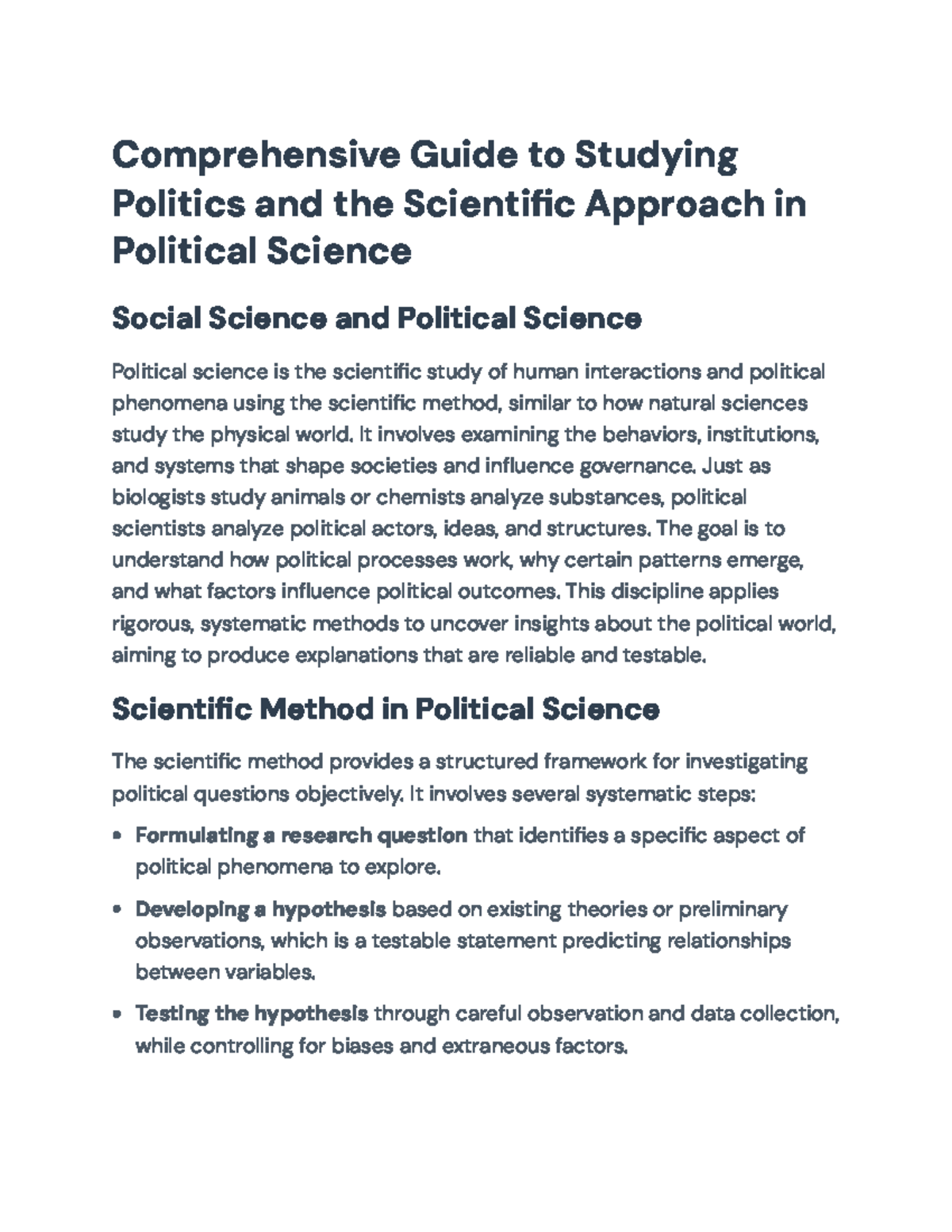 Comprehensive Overview of the Scientific Method in Political Science ...