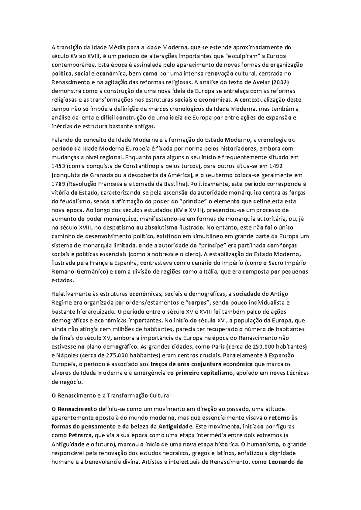 A transição da Idade Média para a Idade Moderna: Análise Histórica e ...