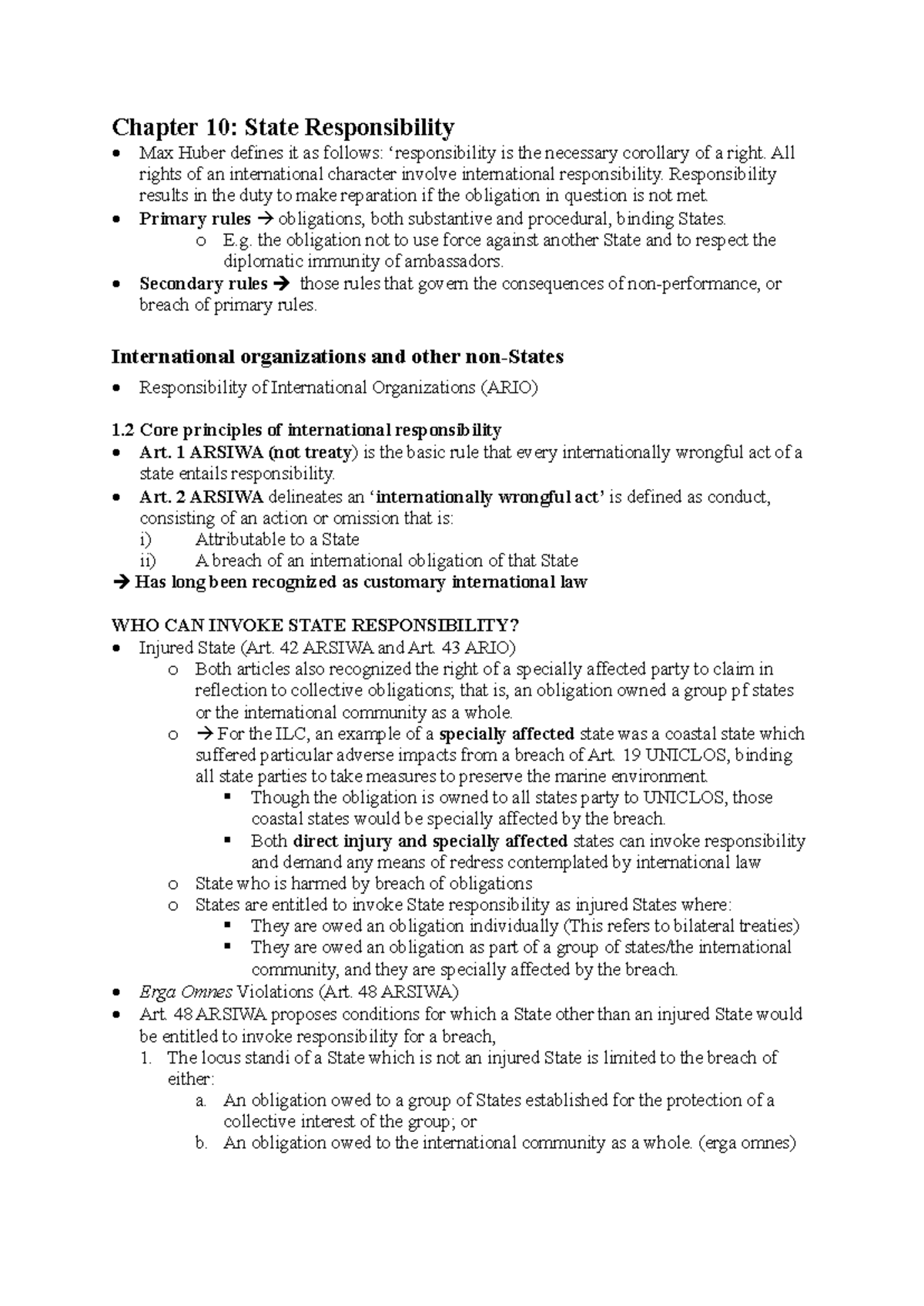 Chapter 10: State Responsibility and International Obligations (Doc13 ...