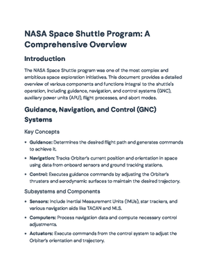 The Space Shuttle Program: Milestones, Disasters & Legacy Study - Studocu