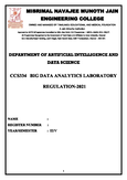 Big Data Analytics - CCS334 - Studocu