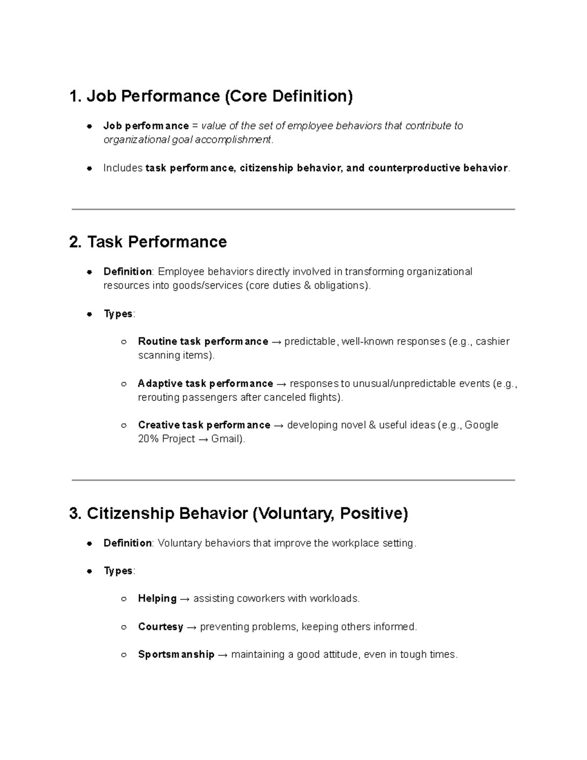 BA 350 Ch 1 & 2 Study Guide: Understanding Job Performance & Behaviors ...