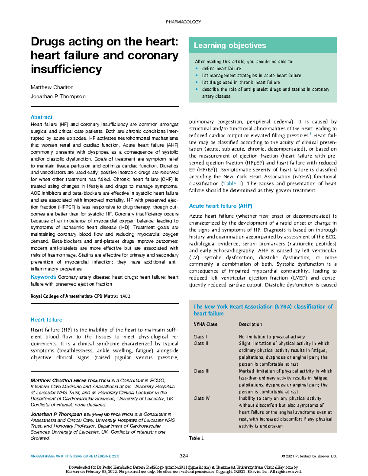 PHARMACOLOGY: Drugs for Heart Failure & Coronary Insufficiency - Studocu