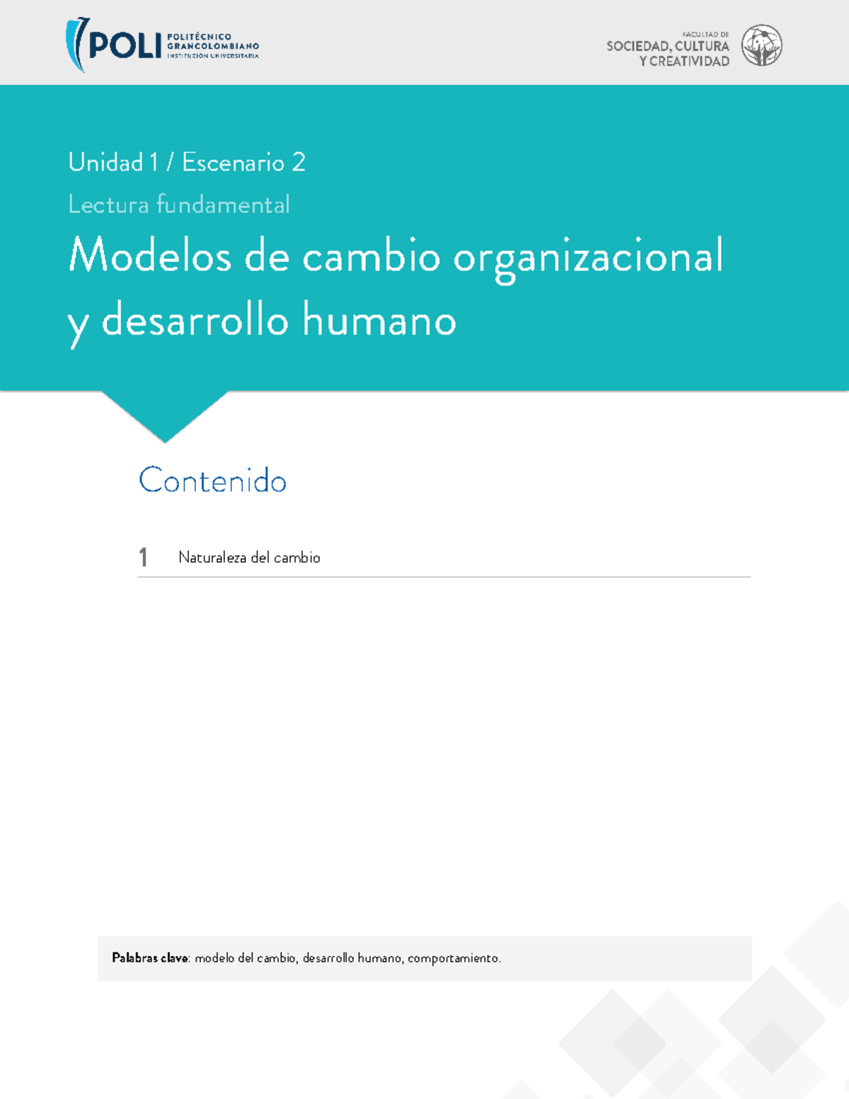 Modelos de Cambio Organizacional y Desarrollo Humano - Escenario 2 ...