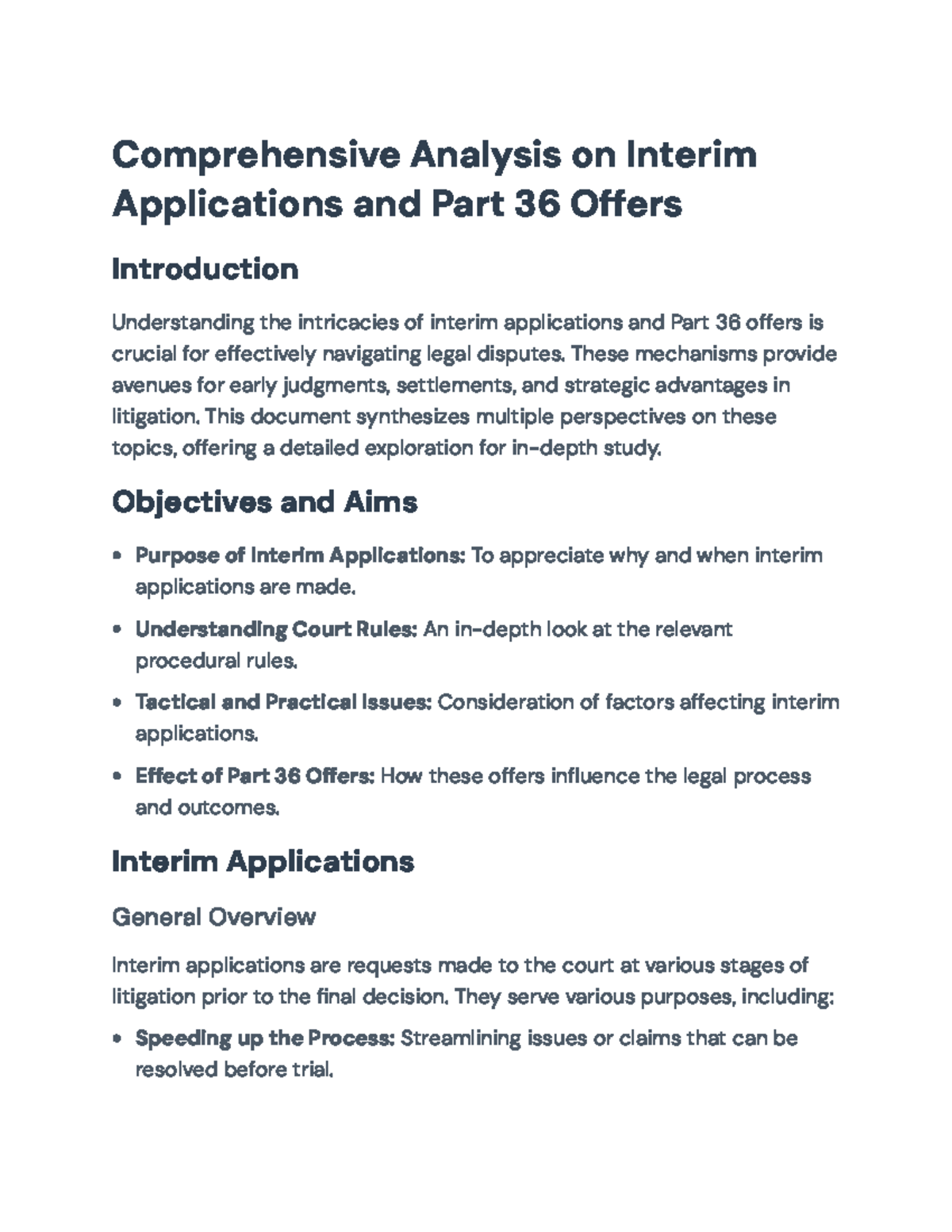Analysis of Interim Applications and Part 36 Offers in Legal ...