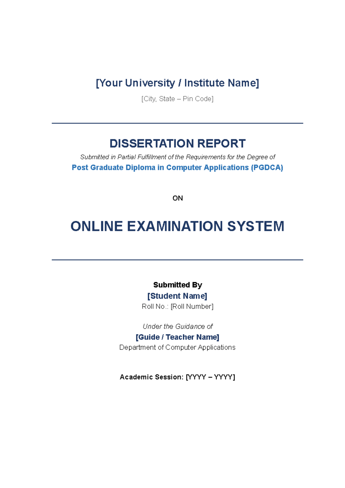 PGDCA Dissertation: Online Examination System Development and Analysis ...