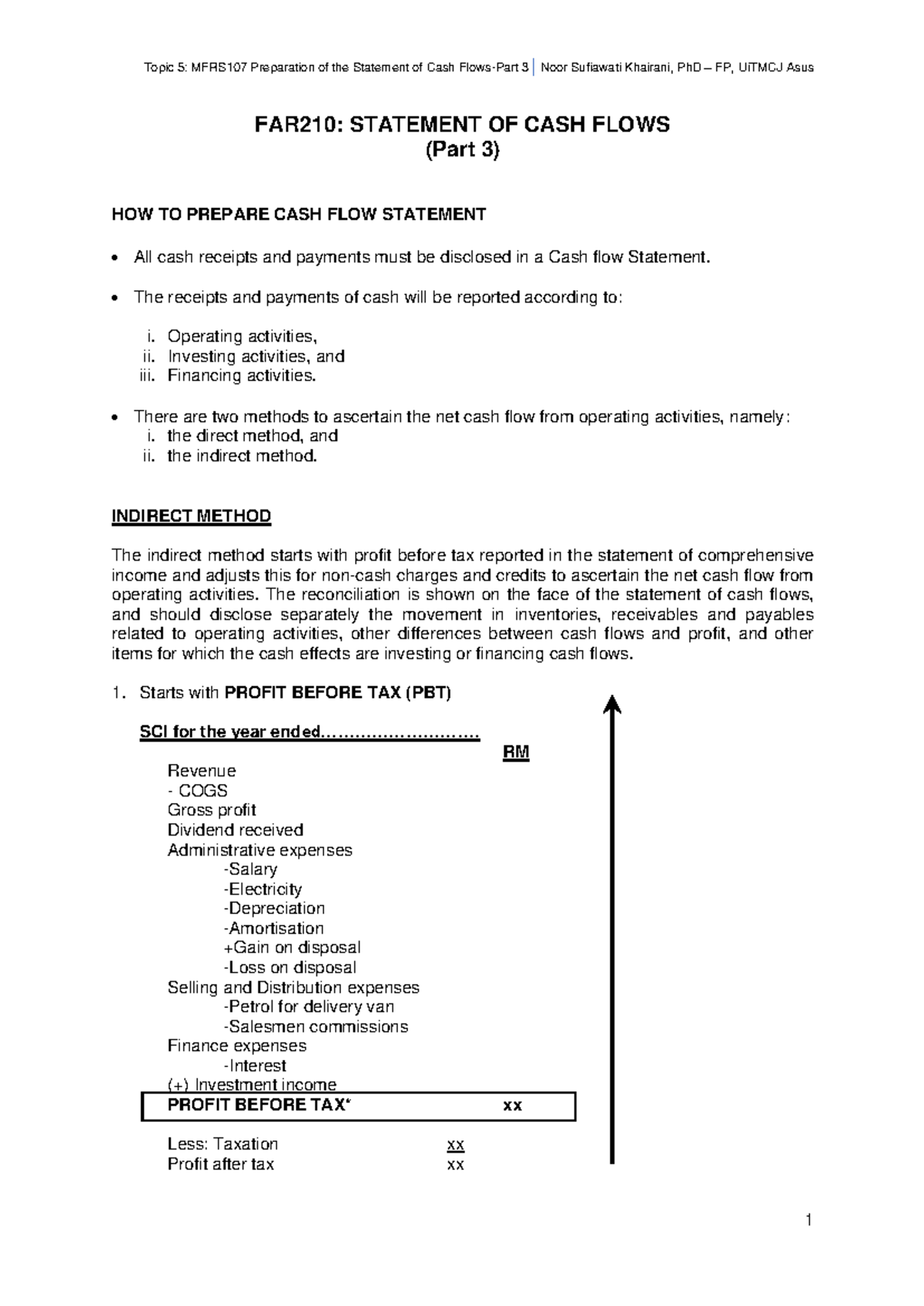 FAR210: MFRS107 Cash Flow Statement Prep - Indirect Method (Part 3 ...