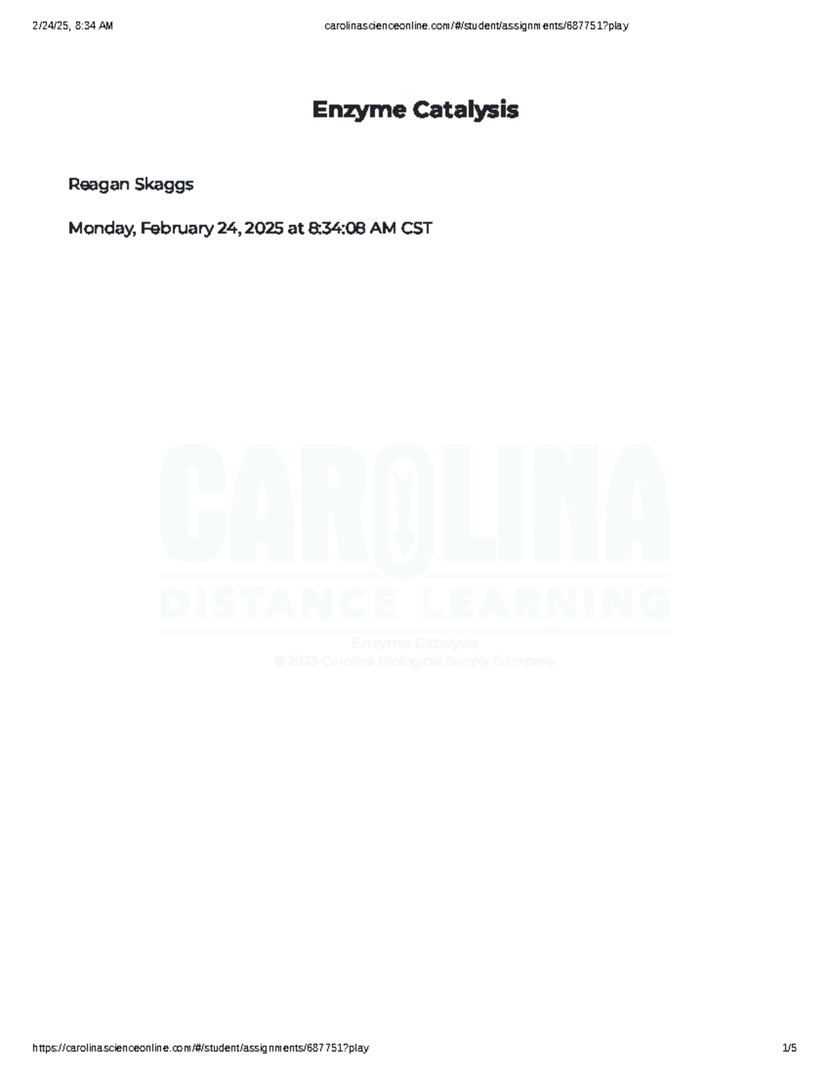 Enzyme Catalysis Study - Carolina Science Online - Studocu