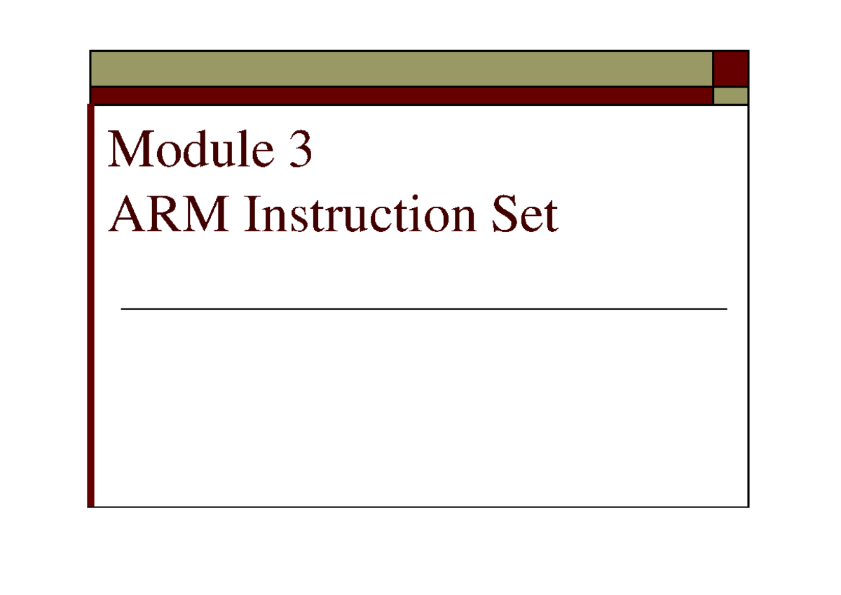 Module 3-1: ARM Instruction Set Overview and Data Processing - Studocu