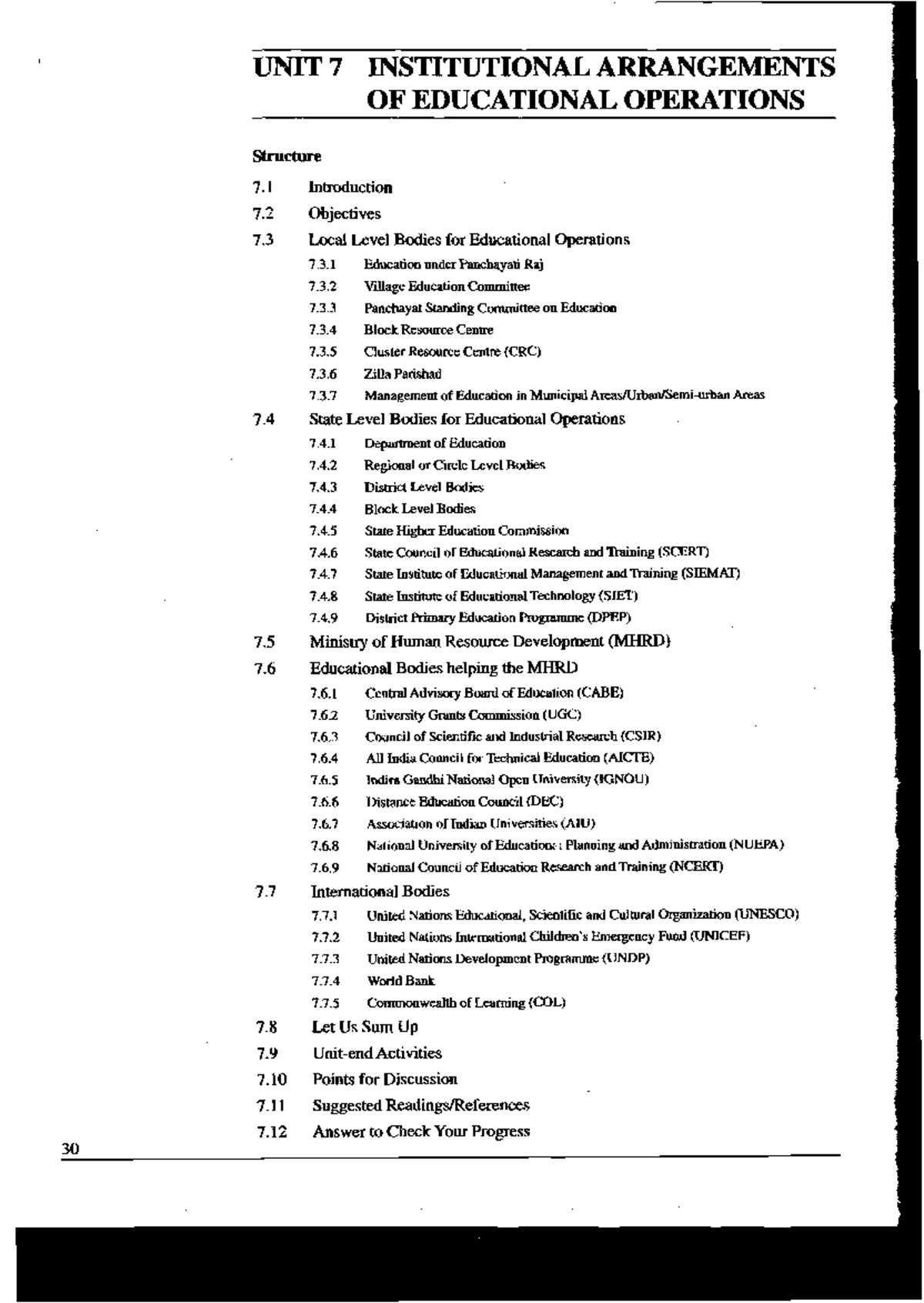 Unit 7: Institutional Arrangements in Educational Operations - Studocu