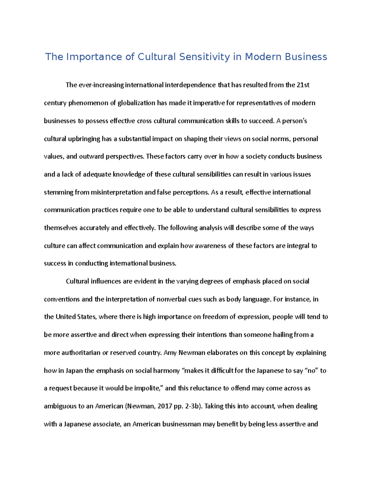 C716 Essay - Task - The Importance of Cultural Sensitivity in Modern ...
