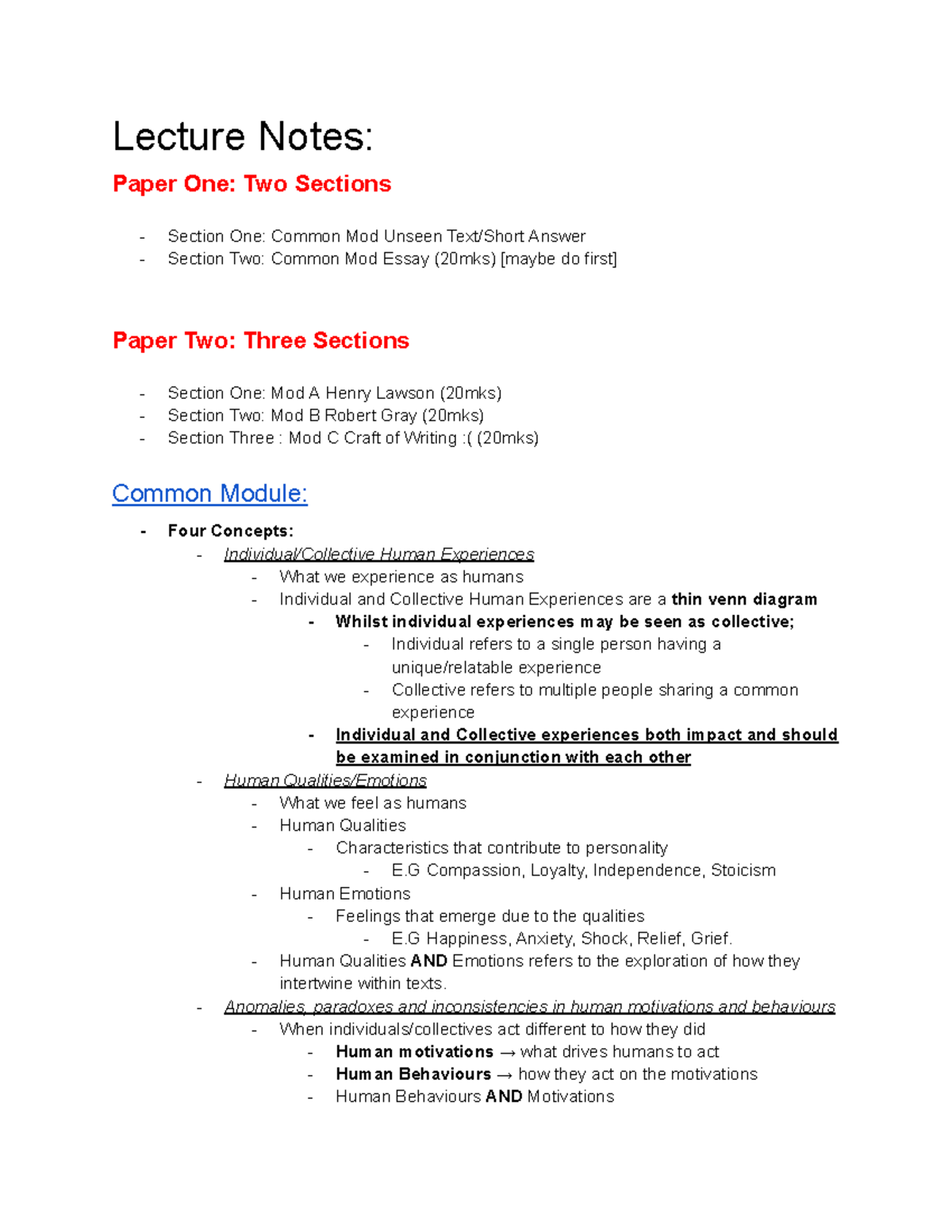 English Standard Lecture Notes: Common Module & Module A-C Insights ...