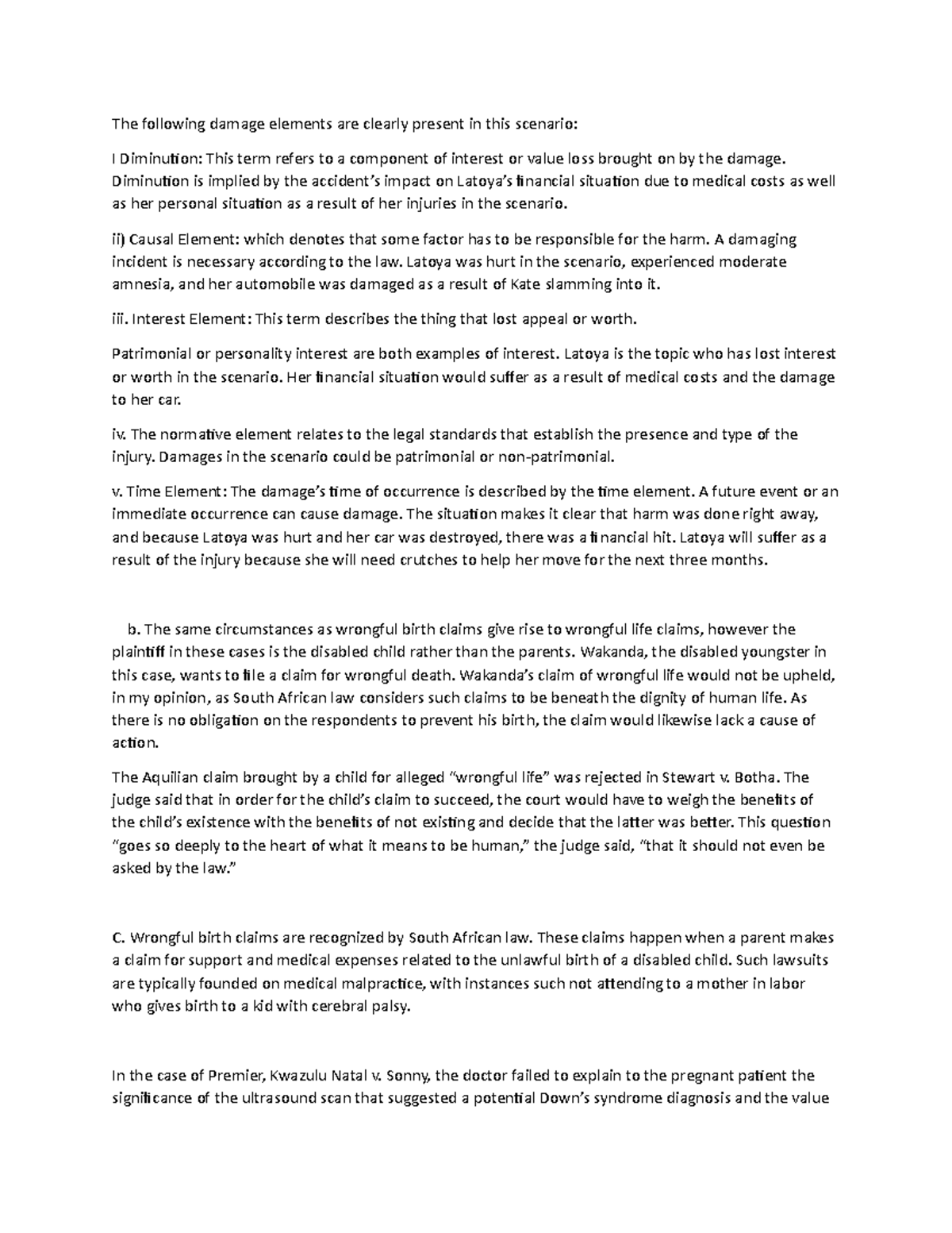 Lpl4803 - Notes on the Concept of Damage - The following damage ...