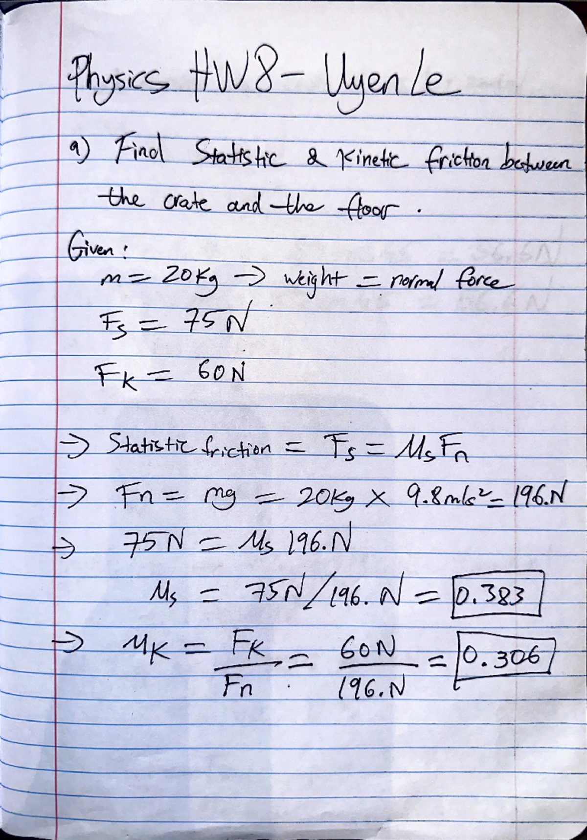 Physics HW 8 - pkjlk - Phys 213 - Physics Uyenle a) Find Statistic 2 ...