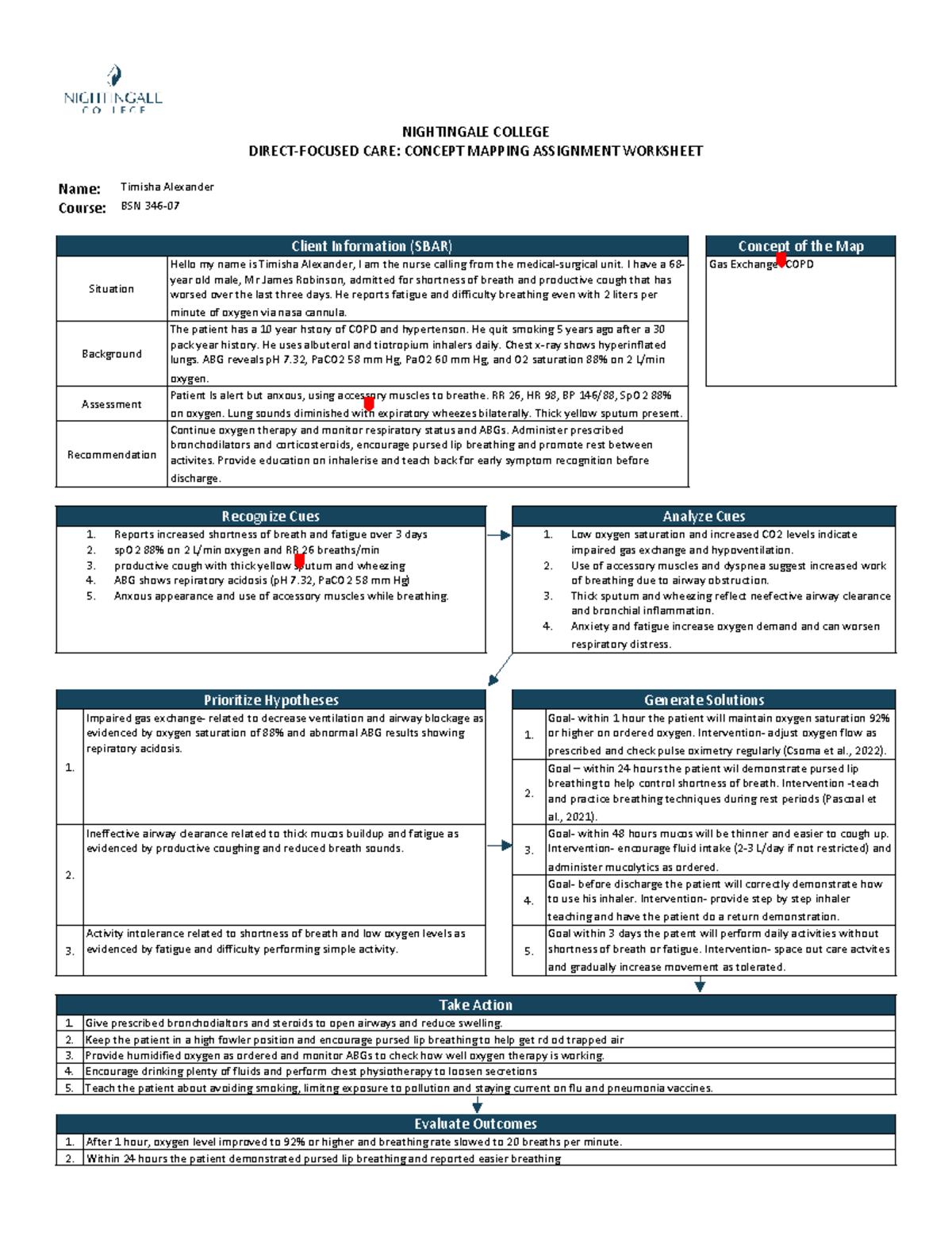 NIGHTINGALE COLLEGE CARE: CONCEPT MAPPING ASSIGNMENT (BSN) - Studocu