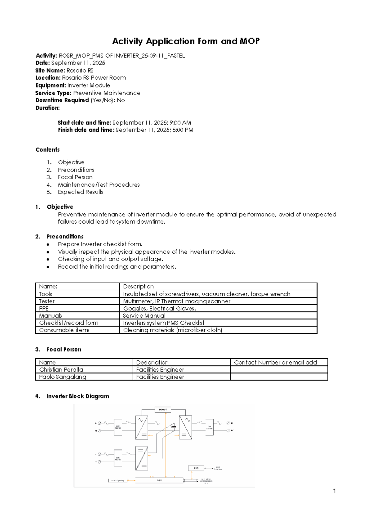 ROSR MOP PMS OF Inverter Module Preventive Maintenance Guide - Studocu