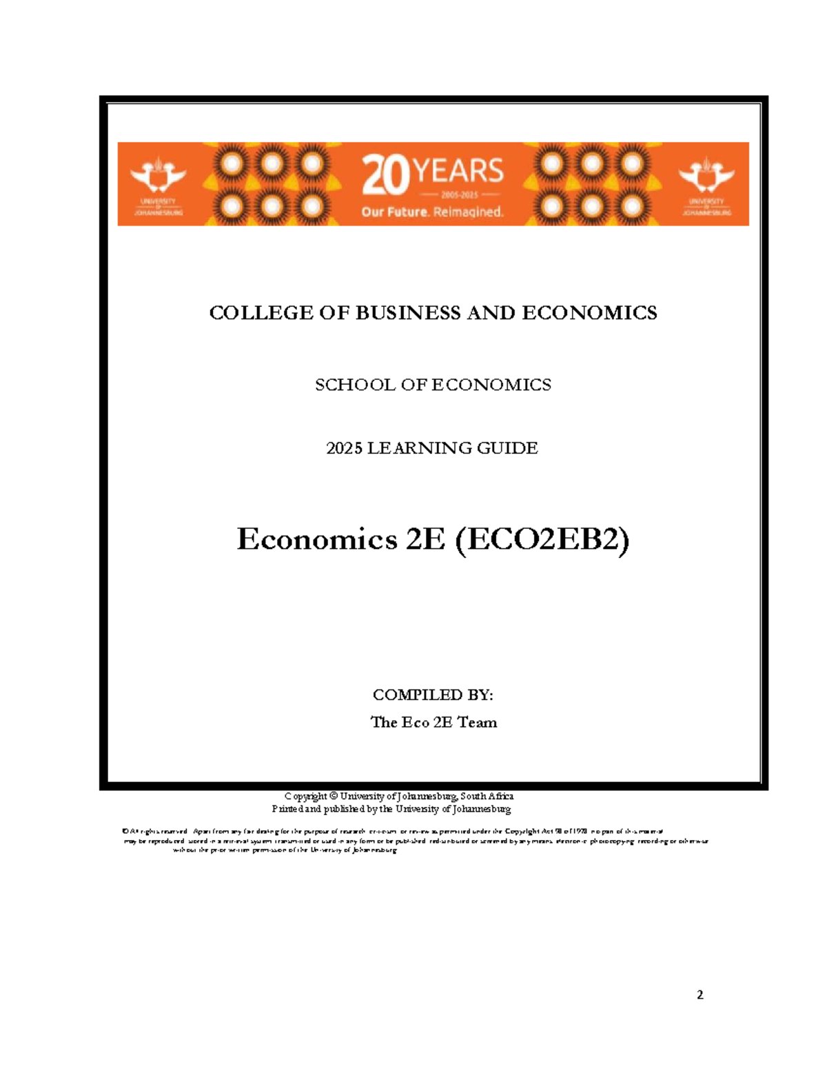 ECO2EB2 Economics 2E Study Guide: Learning Path for 2025 - Studocu