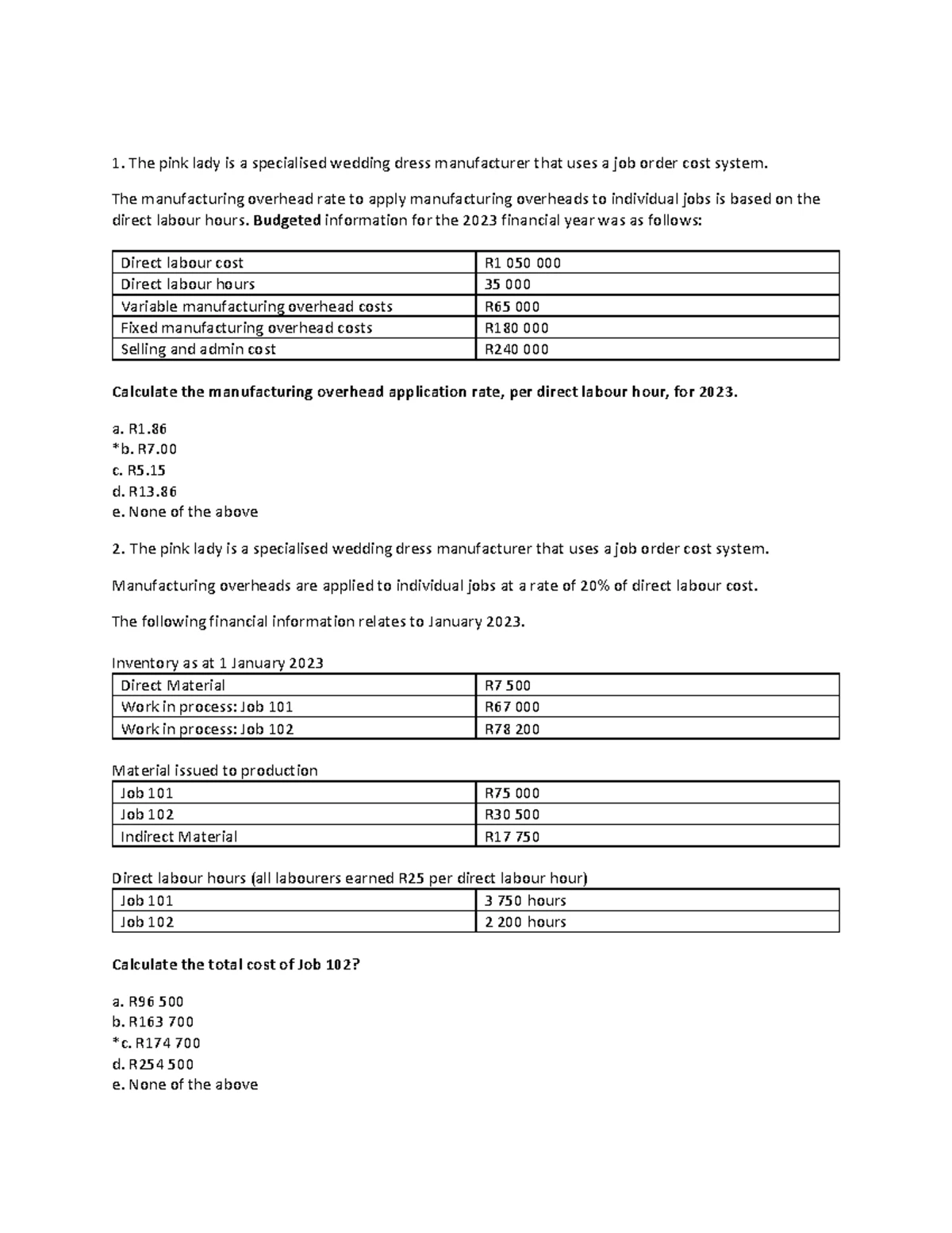 Class Test 2025: Process Costing & Inventory Valuation Analysis - Studocu