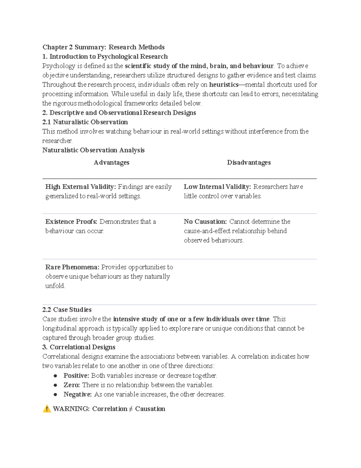 Chapter 2 Summary: Research Methods (PSY 101) - Studocu