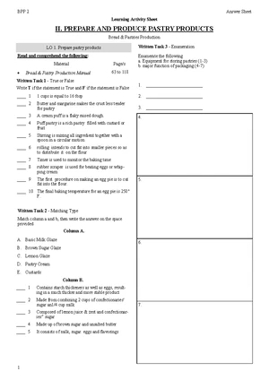 BPP AS 1 - Bread and Pastry Production Activity Worksheet - Studocu