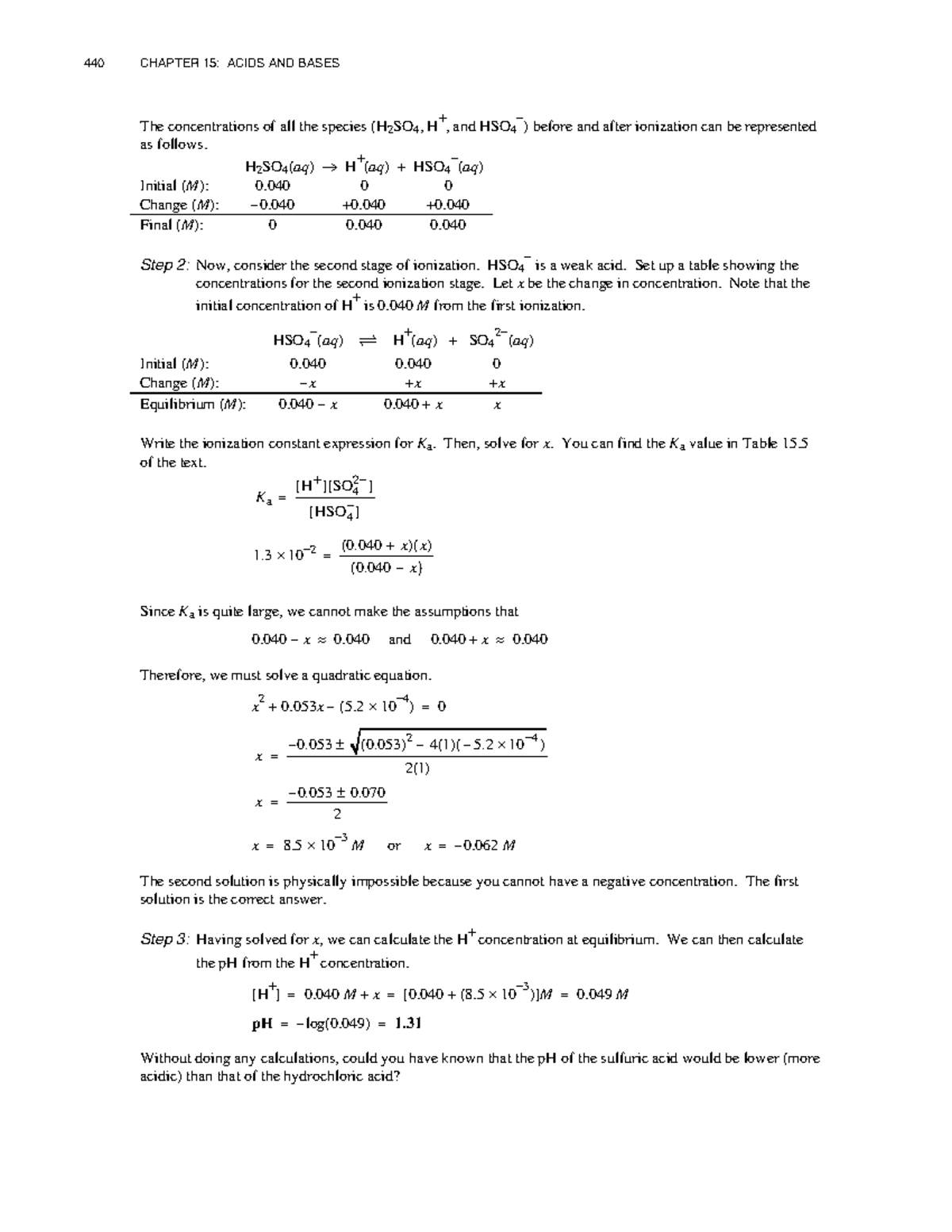 440 CHAPTER 15: ACIDS AND BASES - Ionization and pH Calculations - Studocu