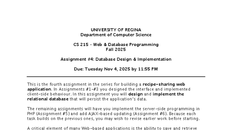 CS 215 (Fall 2025): Assignment 4 - Database Design & Implementation ...